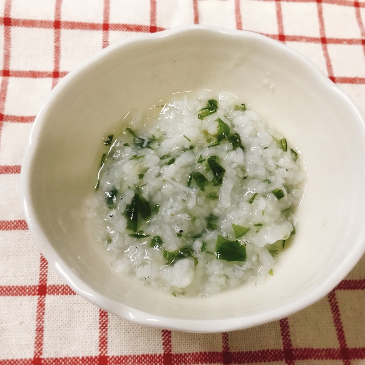 【離乳食後期】しらすとわかめの和風5倍粥